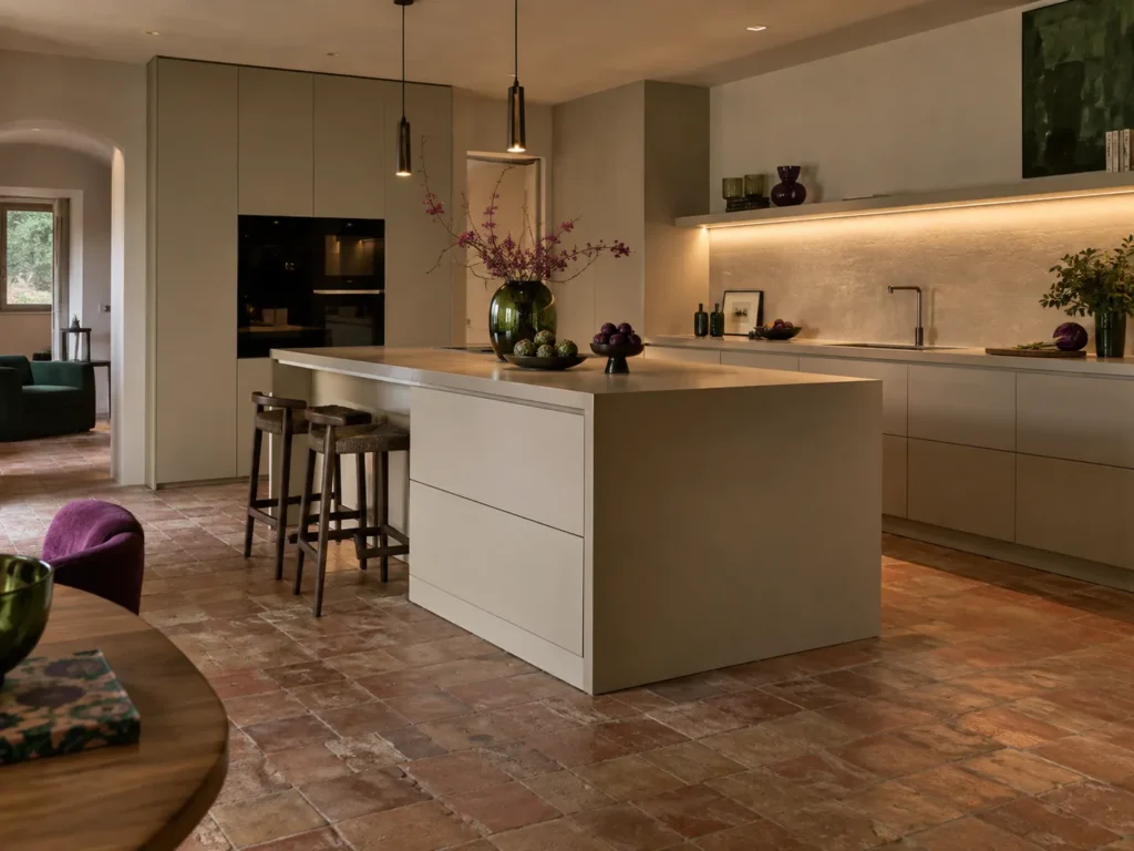 Cucina moderna pavimento cotto